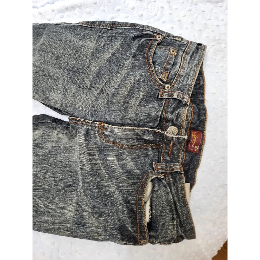 Underground Soul Girls Size 16 Dark Wash Embroidered Bootcut Jeans Whiskered Y2K